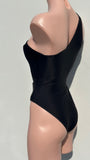 One shoulder black mesh
