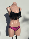 Macramé fringes set pink piton