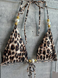 Leopard pearl triangle high waisted SET