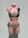 Asimetrico One shoulder chain Black/ camel)