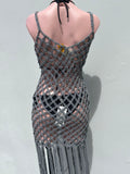 Macramé cover up gris