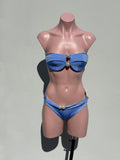 Bikini perlas ribbed lycra azul