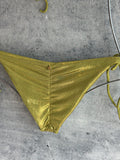 Bikini ruffles de amarre verde shinny