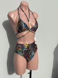 Colorfull snake ACCESORIODORADO high waisted bikini set.