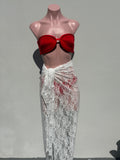 Falda lace blanca strech