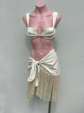 Falda fringes marfil