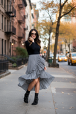 Falda ruffle lineas negras y blancas