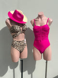 CRISTINA entero hot pink tiras removibles