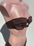 Bikini perlas ribbed brown