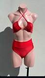 Miranda high waisted Bikini set rojo