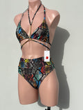 Colorfull snake ACCESORIODORADO high waisted bikini set.