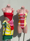 Rojo aro one shoulder one piece