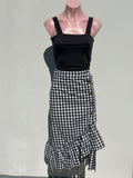 Falda ginham bolero con  botones