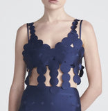 Laser cut top  azul marino