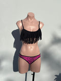 Macramé fringes set pink piton