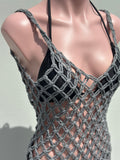 Macramé cover up gris