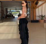 Ruffle pants negro