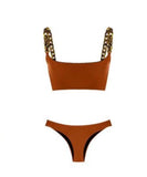 Burnt orange shinny chain set