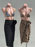 Leopard pearl triangle high waisted SET