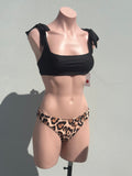 Leopard bow bikini BIKINI SET TRIÁNGULO