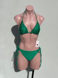 Gem embelished bikini set verde