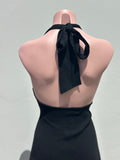 Vestido ribbed jersey fringes Negro