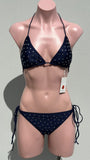 Gem embelished bikini set azul marino
