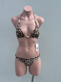 Leopard pearl triangle bikini SET