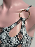 Snake print black and brown aro one shoulder one piece