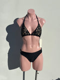 Isleña laser cut  bikini triangulo negro