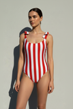 Striped red and white BOW ONE PIECE