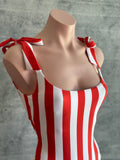 Striped red and white BOW ONE PIECE