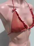 Bikini ruffles de amarre coral shinny