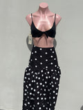 Falda lunares blancos con zipper atrás