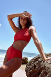 Entero ribbed cut out rojo