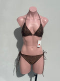 Gem embelished bikini set chocolate