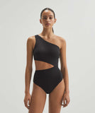 cut out black ribbed one piece
