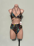 Colorfull snake ACCESORIODORADO high waisted bikini set.