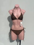 Gem embelished bikini set chocolate