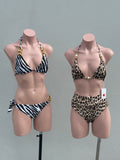 Leopard pearl triangle high waisted SET