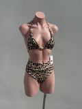 Leopard pearl triangle high waisted SET