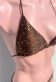 Gem embelished bikini set chocolate