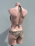 Leopard pearl triangle bikini SET