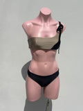 Asimetrico One shoulder chain Black/ camel)