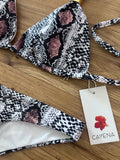 Snake print bikini clasp dorados