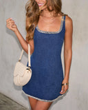 Denim indigo embelished mini dress