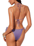 Bikini doble verde lila y dorado shinny