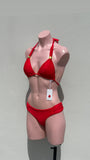 Bikini clasp dorados en rojo