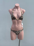 Leopard pearl triangle bikini SET