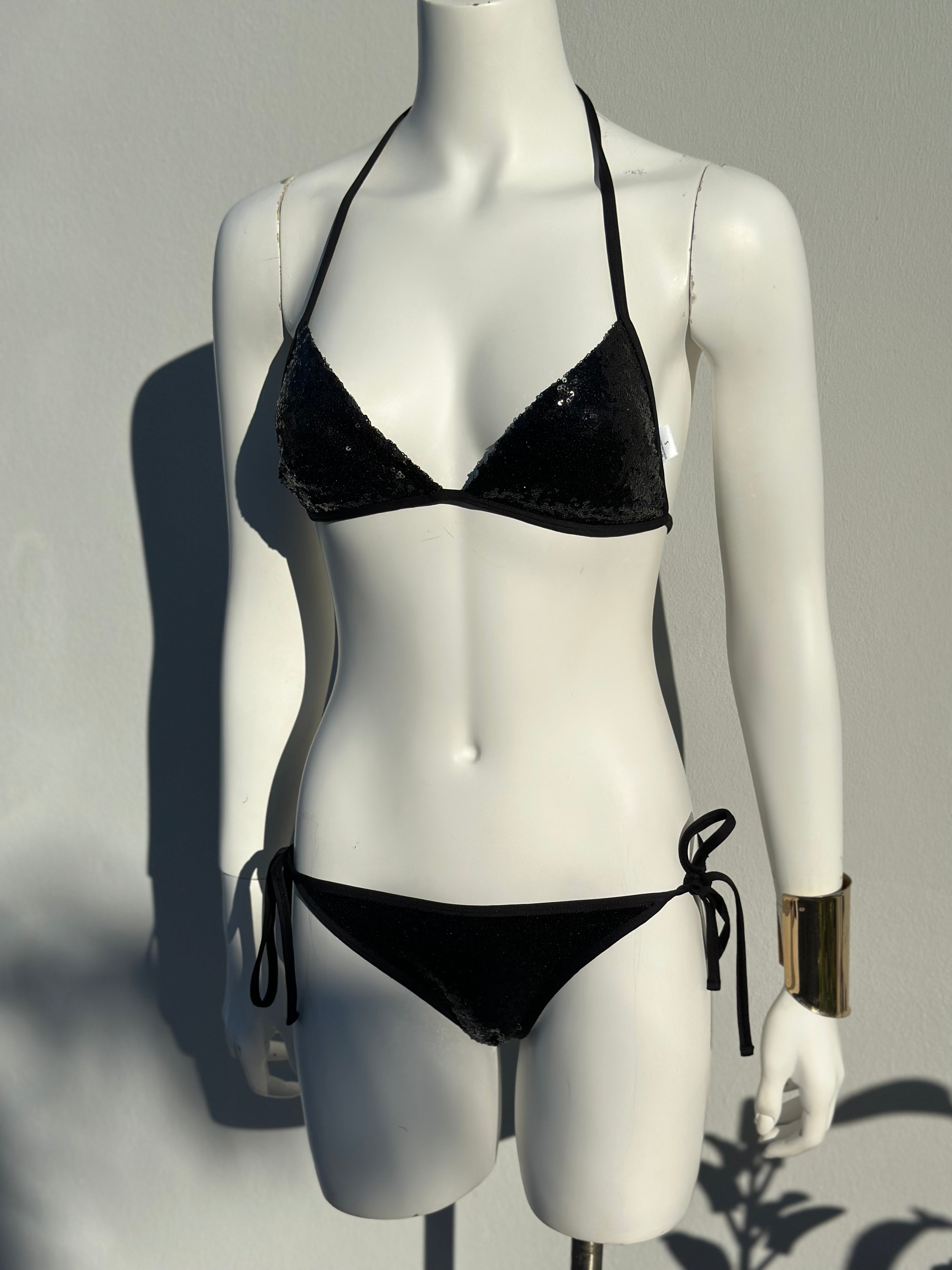 Sequin bikini set en Negro